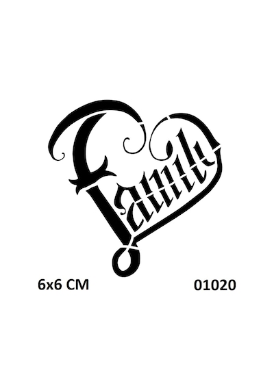 Airbrush Tattoo Family Aile Sembolü Yapışkanlı Stencil Süsleme Ve Boyama Kalıbı
