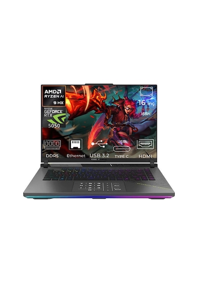 Asus Rog Strix G16 G614PH-RV036-K34 R9-8940HX 16 GB 4 TB + 4 TB SSD 8 GB RTX 5050 16" Free Dos Wuxga Dizüstü Bilgisayar