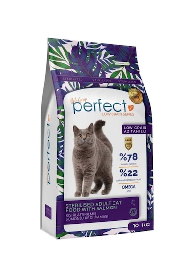 Perfect Az Tahıllı Kısırlaştırılmış Somonlu Yetişkin Kedi Maması 10 KG