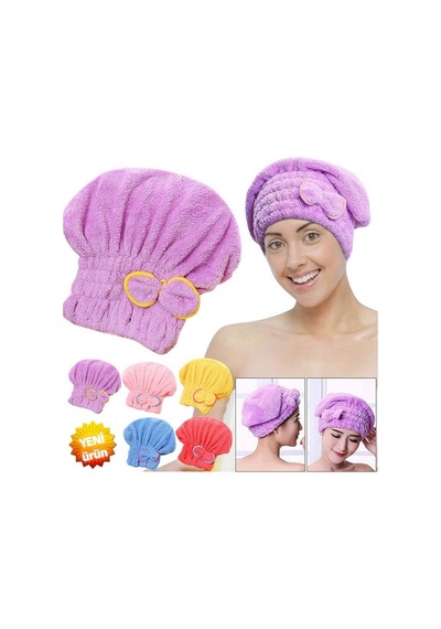 Mikrofiber Saç Havlusu Saç Kurutma Bonesi Baş Havlusu Fiyonklu