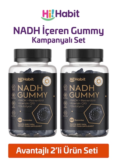 Hi Habit Nadh Gummy Q10 Glutatyon İçeren 2'li Set Takviye