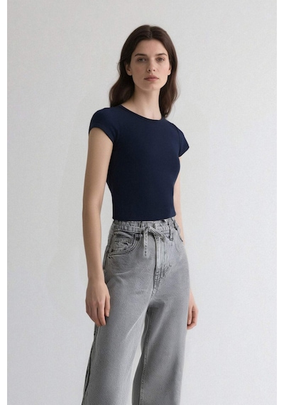 DeFacto Coool Fitted Basic Düz Ribana Kısa Kollu Tişört F4609AXNSNV248 DeFacto Coool Fitted Basic Düz Ribana Kısa Kollu Tişört F4609AXNSNV248