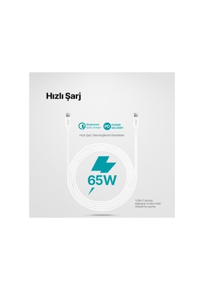 Usb-c - Usb-c 30cm 60w Pd/qc Hızlı Şarj/data Kablosu Standart