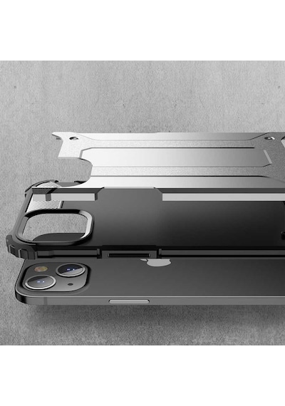 Apple Uyumlu iPhone Ekılıf 13 Mini Kılıf Çift Katman Zırh Tank Crash Military Kapak Siyah
