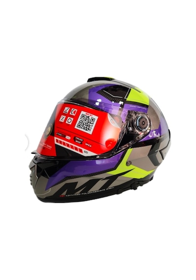 Mt Thunder 4SV Valiant B2 Güneş Vizörlü Kask Mor Parlak Gri Sarı