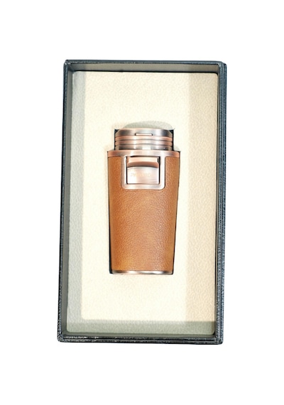 Parmida Çift Torch Pürmüz Delicili Gövdesi Deri Bronz Metal Puro Çakmağı - Tr9616