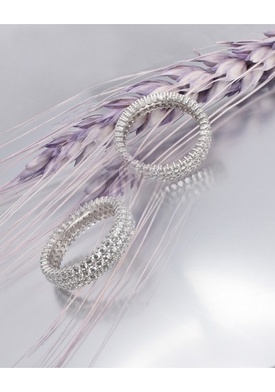 Brezza Lusso Jewelry Üç Sıra Tamtur Zikon Taşlı Attractive Kadın Gümüş Yüzük 12