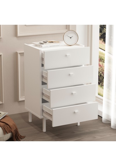 Robinhome Rhode Şifonyer 4 Çekmeceli Ahşap Ayaklı Beyaz