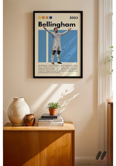 Bellingham Futbol Posteri, Siyah Çerçeveli Duvar Tablosu - Spor Severlere Hediye