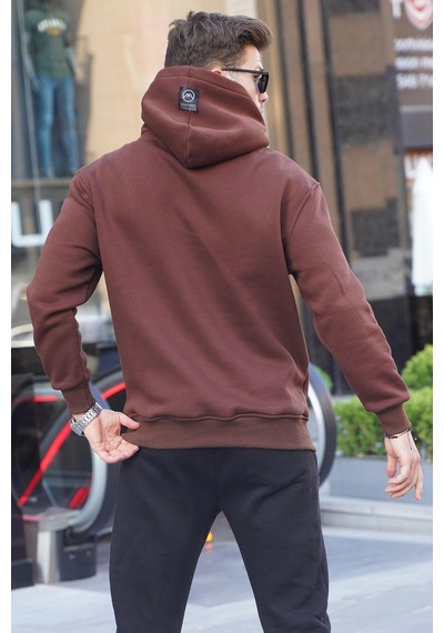 Madmext Koyu Kahverengi Fermuarlı Kapüşonlu Sweatshirt 6143-koyu Kahverengi Koyu Kahverengi
