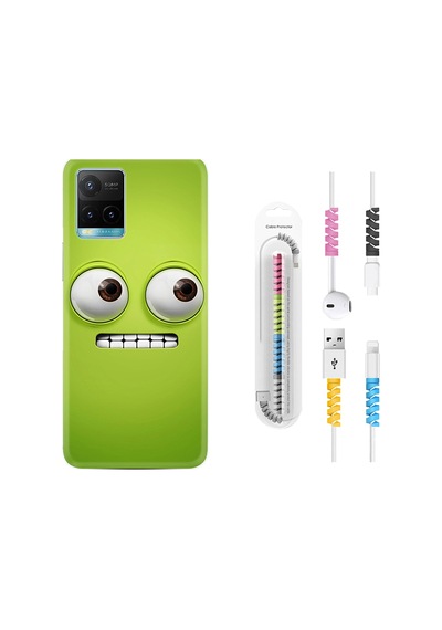 Vivo Y33S Kılıf Kablo Koruyuculu Green 1832