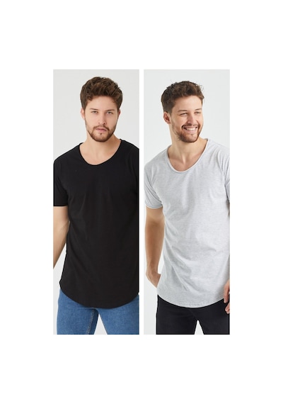 Cool Tarz Siyah-gri Erkek Regular/normal Kesim Pis Yaka Kısa Kollu T-shirt Siyah-gri Siyah-gri