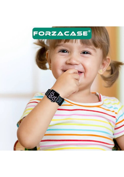 Forzacase 16mm Akıllı Çocuk Saatleri İle Uyumlu Çift Renk Şık Silikon Kordon Kayış - Fc889 Mavi