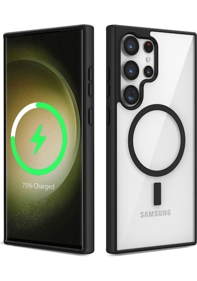 Galaxy S23 Ultra Kılıf M-safe Wireless Şarj Özellikli Silikon Zore Ege Kapak Siyah