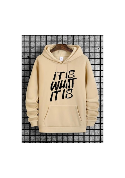 Medinenur It'is What Baskılı Kapüşonlu Sweatshirt Bej