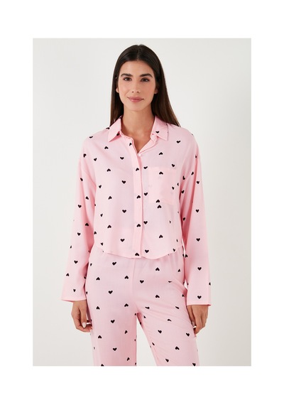 Lela Desenli Rahat Kesim Bol Paça Yazlık Bayan Pijama Takımı 6110014 Toz Pembe