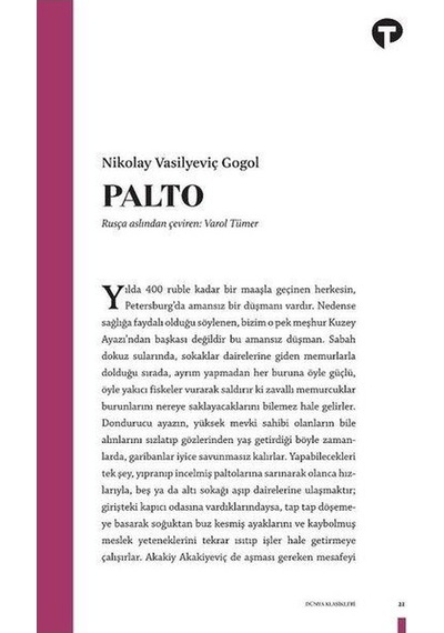 Palto - Nikolay Vasilyeviç Gogol - Turkuvaz Kitap