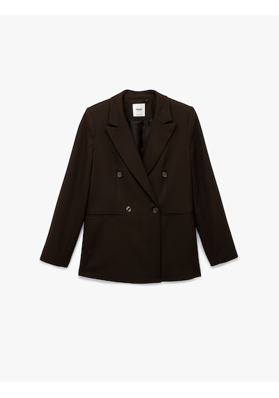 Koton Cepli Düğmeli Uzun Kollu Kruvaze Blazer Ceket Kahverengi 6sak50047uw Kahve