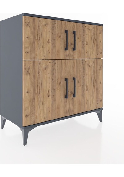 Hyperion Şifonyer 3 Raflı 4 Kapaklı 88x44x96 Antrasit-çam Antrasit