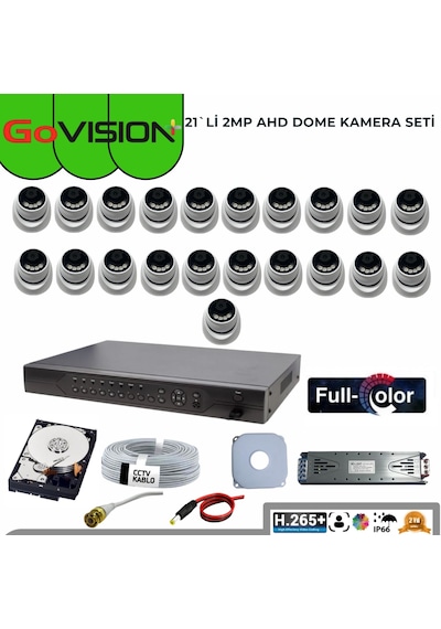 21 Li 2mp Full Color 3.6mm Lens 1080p Fullhd Warmled Ahd 32 Kanal Dome Set