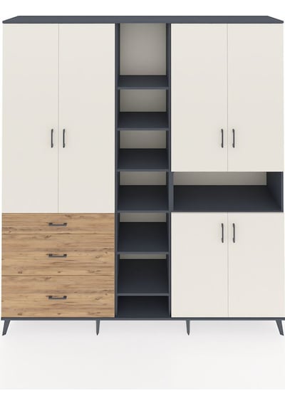 Hyperion Dolap 13 Raflı 3 Çekmeceli 6 Kapaklı 220x44x243 Antrasit-aytaşı/çam Aytası/atlas Çam Hyperion Dolap 13 Raflı 3 Çekmeceli 6 Kapaklı 220x44x243 Antrasit-aytaşı/çam Aytası/atlas Çam