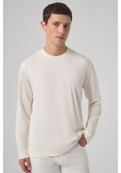 Morven Erkek Ekru Trend Bisiklet Yaka Rayon Sweatshirt 26ks063005454 Ekru