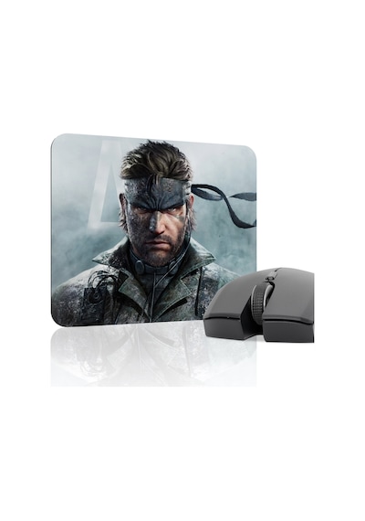 Metal Gear Solid Kaymaz Dikişli Kauçuk Oyuncu Mousepad V1 - 22x18 Gaming Mouse Pad Fare Altlığı