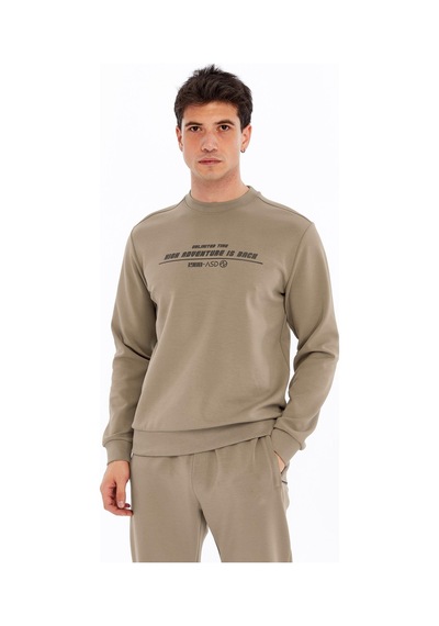 AR-MA Arma Erkek Slim Fit Sweatshirt Yazı Baskılı, Scuba Interlok, Bisiklet Yaka, Basic K30124685502 Gri - Bej AR-MA Arma Erkek Slim Fit Sweatshirt Yazı Baskılı, Scuba Interlok, Bisiklet Yaka, Basic K30124685502 Gri - Bej