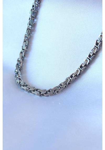 Bakımlı Erkek İçin Silver Çelik Kral Zincir Stil Kolye Metalik