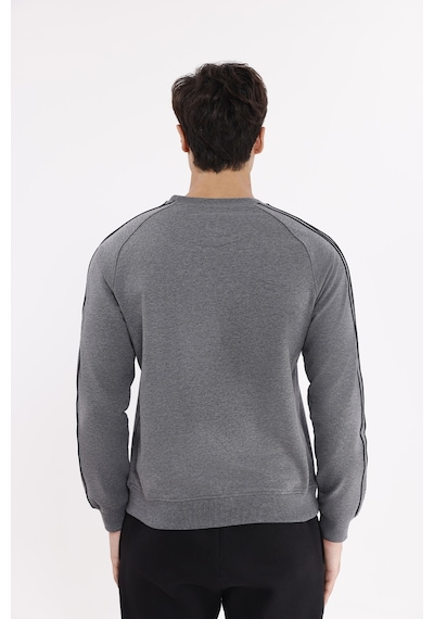 Rowinger Çift Şeritli Raglan Kol Minimal Logolu Bisiklet Yaka Sweatshirt A.melanj