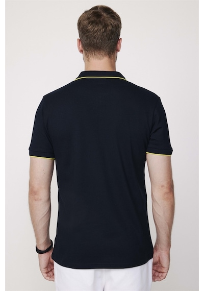 Tudors Erkek Polo Yaka Slim Fit Pamuk Fermuarlı Pike Lacivertvert Tişört-27686-Lacivertvert Lacivert