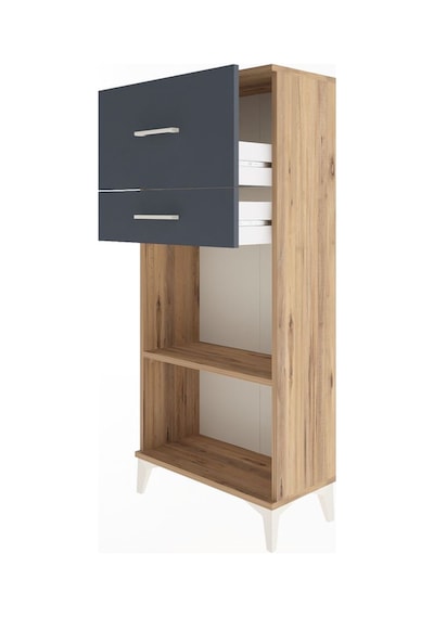 Arges Dolap Tek Raflı 2 Çekmeceli 60x30x134 Çam-antrasit Çam