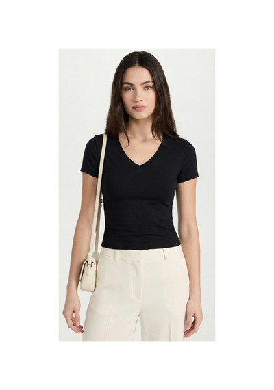 Dıanna Kadın Siyah V Yaka Basic T-shirt Günlük Esnek Kumaş Kısa Kollu T-shirt Çok Renkli