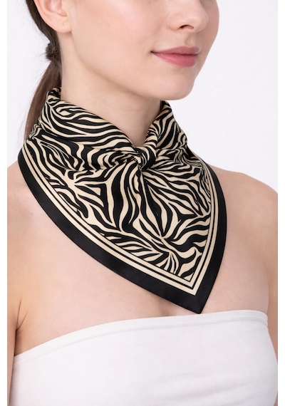 Tarzını Seç Siyah Zebra Fular / Bandana / Aksesuar 48x48 Cm