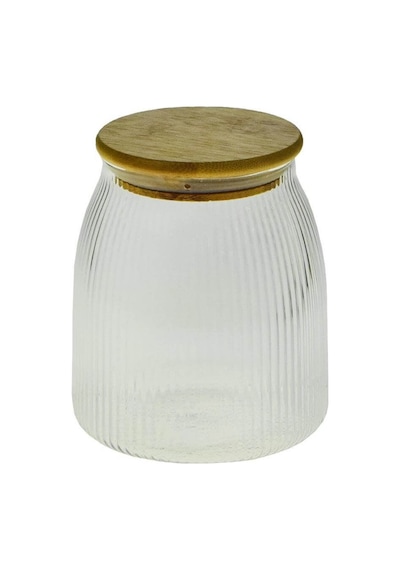 Luca Mia Bambu Kapaklı Çizgili Cam Kavanoz 800 Ml 4 Adet 20.0041