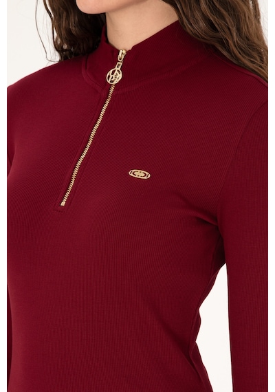 U.S. Polo Assn. Kadın Bordo Fermuarlı Dik Yaka Sweatshirt 50313564-VR014