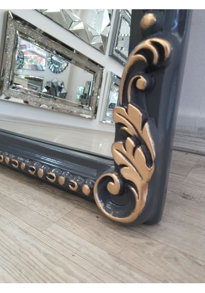 Ayna Denizi Princess Great Anthracite Gold Model Antrasit Altın Renk Dekoratif Boy Aynası Antrasit - Altın