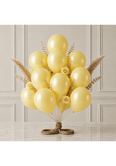 Sarı Renk Lateks Metalik Balon 30 Cm - 12 Adet