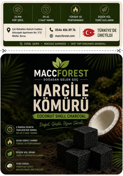 1 Kg Nargile Kömürü 72 Adet Hindistan Cevizi Kabuğu Kömürü 25 Mm Küp Doğal Coconut Shell Charcoal Uzun Süre Yanan Düşük Küllü Yerli Üretim