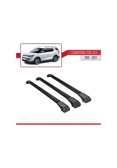 Ssangyong Tivoli Xlv 2016 Ve Sonrası İle Uyumlu Ace-1 Ara Atkı Tavan Barı Siyah 3 Adet Bar