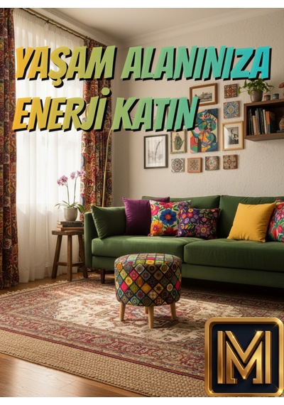 Diday Çini Puf F Trend Puf Koltuk Puff Bench Dekoratif Bohem Doğal Gürgen Ayak Amaçlı Bahçe Balkon Çok Renkli