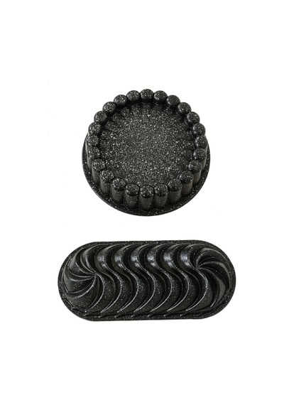Doremcy Granit döküm 2 li  tart ve turta kalıbı siyah