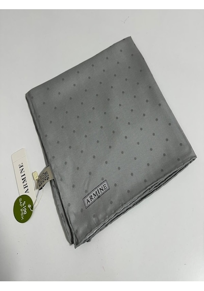 Armine % 100 Saf İpek - Jakar Puantiye İpek Eşarp Twill İpek - 0001d12 - 90x90 / Gri -11 Gri -11