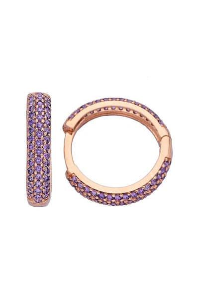 925 Ayar Gümüş Mor Taşlı Rose Halka Küpe - 12110900 Rose Gold