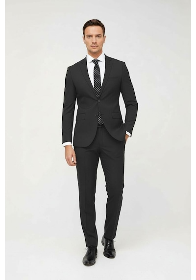 İgs Erkek Füme Slim Fit Dar Kalıp Klasik Takım Elbise-23991