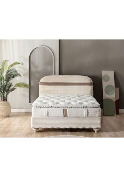 Dolce Doğal Pamuk Dokulu Ortopedik 5 Zonlu Torba Yaylı Premium Kuş Tüyü Yatak