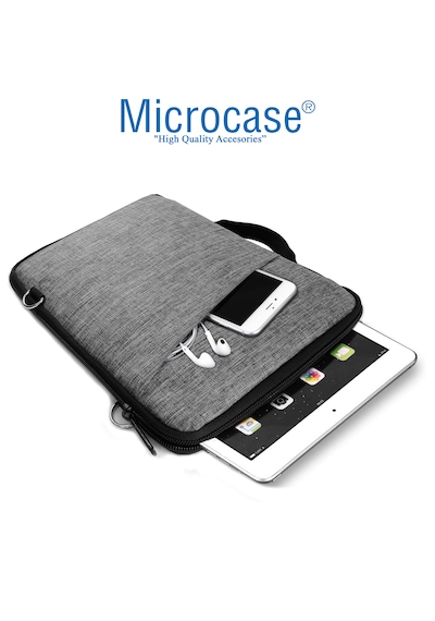 Microcase Tcl Tab 10l Gen 4 Tablet Uyumlu Gri Çanta + Türkçe Bluetooth Klavye + Mouse + Standı - Beyaz Al5163 Omuz Çantası