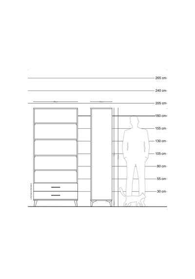 Hyperion Dolap 5 Raflı 2 Çekmeceli 88x44x195 Antrasit-çam Antrasit