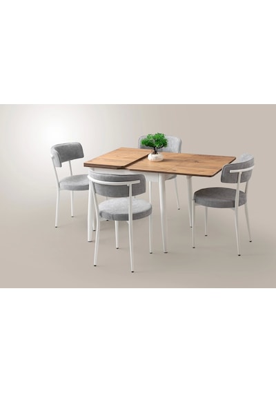 Yanlardan Açılır Büyüyen Yemek Masası Dış Budak 75 x 80 CM Sadece Masa