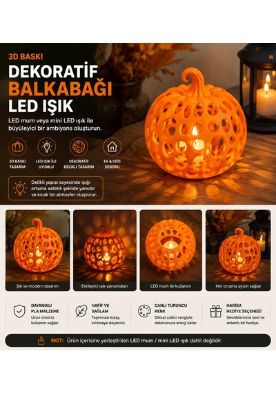Dekoratif Balkabağı Led Işık Turuncu